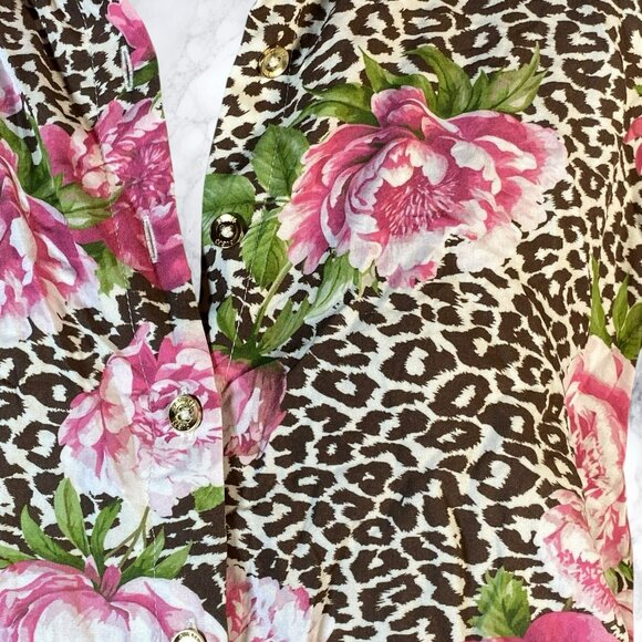 Guess Nina Belted Romper in Pink Carnation Leopard - Picture 4 of 12